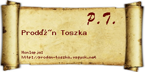 Prodán Toszka névjegykártya